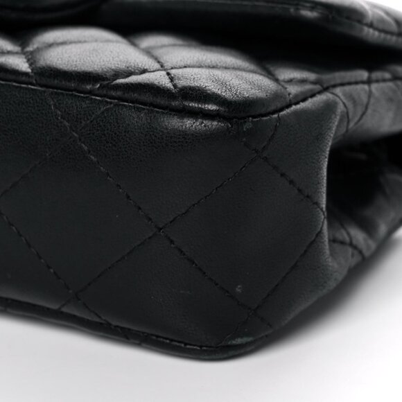 Lambskin Quilted Extra Mini Rectangular Flap Black - Picture 4 of 10